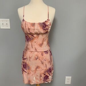 Juniors Emma Tie Dye Ribbed Cami & Skirt Set Small New